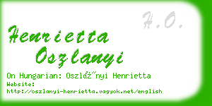 henrietta oszlanyi business card